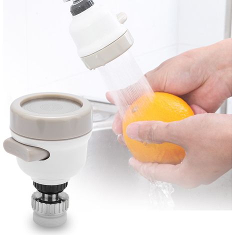 Multifunktionaler Filterwasserhahn – 360° drehbar und wassersparend mit 3 Modi – ABS/Silikon/Metallgrau-Weiß (1/5)