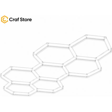 Éclairage Garage LED Hexagonal 248W, Plafonnier LED Nid d’Abeille HC-6632-440, Lampe de Plafond Atelier 31 Tubes LED 44 cm pour Garage, Lavage Auto, Detailing, Car Wash et Showroom Automobile
