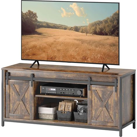 Mueble TV, Mueble TV para Televisores de hasta 60 Pulgadas, Mueble bajo con 2 Muebles y 2 estantes, Mueble TV para salón, 120 x 40 x 54 cm marrón
