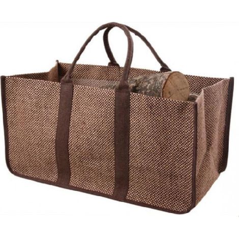 Sac à bûches en toile de jute plastifié 30x60x40cm – Résistant aux intempéries – Pour bois dur et teck – Range bûches extérieur – Outils Et Nature