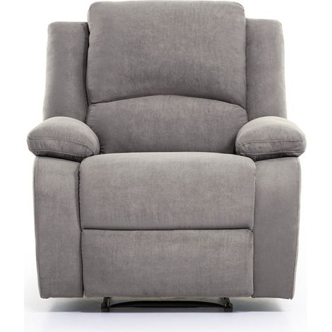 Loungitude – Fauteuil relax 1 place microfibre grise – Inclinaison jusqu'à 170° – Repose-pieds relevable – Dimensions 88x93x96 cm (1/5)