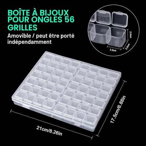 Boîte de Rangement avec Compartiments,Boîte à Perles Rangement Bijoux,Boîte à Broderie Diamant,Organiseur pour Boucles D'oreilles/Strass/Peinture au Diamant (1/4)