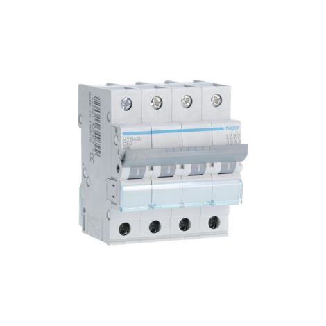 Interruttore magnetotermico Hager 4P 50A 4,5KA C 4 moduli MYN450
