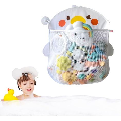Organisateur de jouets de bain 1 pièce, sac de salle de bain, sac en filet pour suspendre les jouets de bain, panier à jouets