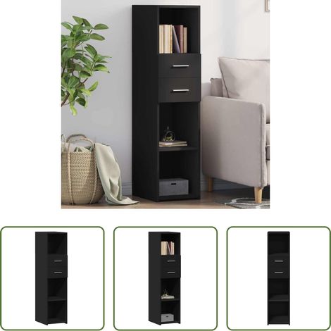 Schrank Schwarz - Highboard Schwarz 30x42,5x124 cm Holzwerkstoff (1/5)