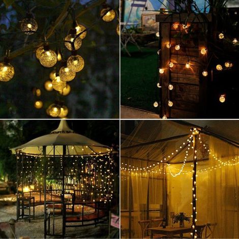 Guirlande Lumineuse Solaire-30 LED Cristal Guirlande Solaire Exterieur Intérieure 8 Modes Pour Jardin, Terrasse, Balcon (1/5)