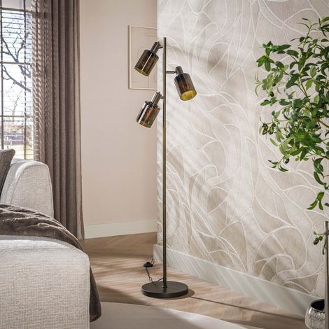 Lampadaire cylindre 3 lampes 40x151 cm en verre bronze - GRETA (1/4)