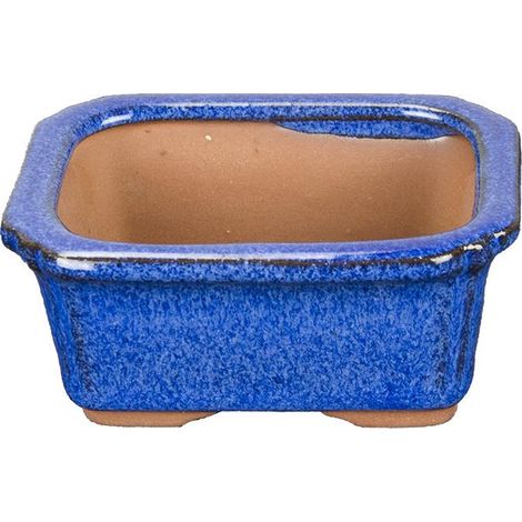 Vaso per bonsai rettangolare in gres smaltato blu 7,5x6x3,5 cm - SF29 (1/2)