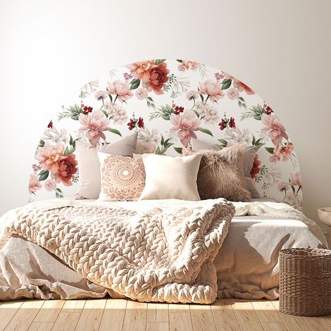 Stickers tête de lit - Fleurs - 160 x 130 cm - Pour lits (120 à 140 cm) - Adhésif MAT (1/2)