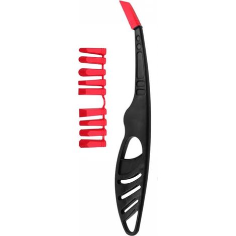 Grattoir en caoutchouc 9 en 1, grattoir en silicone multi-usages pour éliminer la colle, le coulis et les résidus de verre (noir) (1/5)
