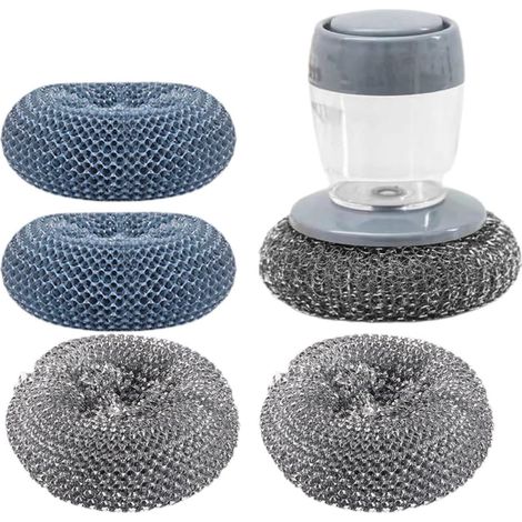Automatic Liquid Dispensing Kitchen Dish Brush, Plastic and Stainless Steel, Won't Damage Utensils, for Daily Cleaning (1/5)