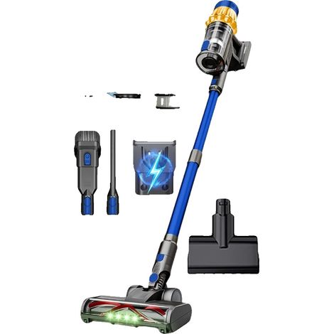 Aspirateur sans fil, puissance d'aspiration de 650W, batterie amovible, V22 Bleu, UE (1/2)