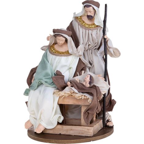 Natività con base in tessuto e resina, con personaggi realistici da 35 cm -New Crema e Grigio (1/5)