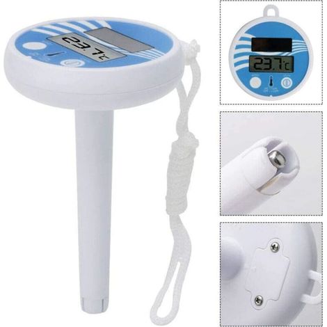 Thermomètre de piscine flottant. thermomètre numérique solaire avec chaîne pour piscines intérieures et extérieures. bains. spas. jacuzzis et aquariums. (1/4)
