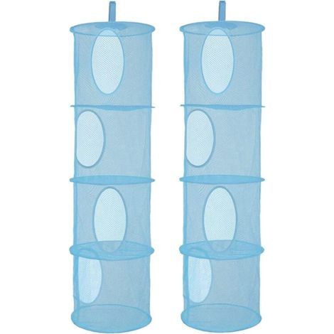 Borsa portaoggetti in rete da appendere – 2 pezzi, pieghevole Borsa portaoggetti in rete da appendere in 4 pezzi – blu, per animali domestici/peluche/vestiti (1/5)