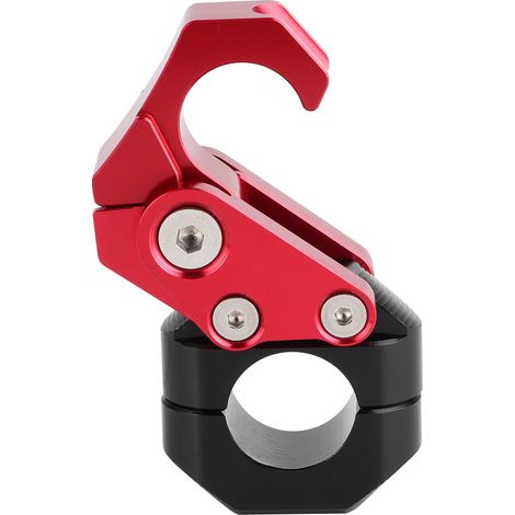 Crochet universel pliable pour casque et bagages, compatible avec les guidons de moto de 21,8 mm (0,86 po) et les modèles Yamaha (rouge). (1/5)