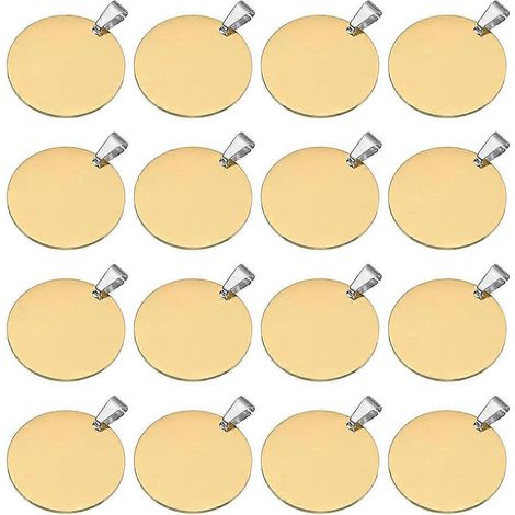 16 plaques d'identification métalliques rondes de 30 mm, couleur or (1/5)