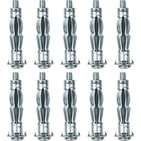 Pack of 10 Metal Dowels M6x 52mm Expansion Metal Dowels with Screws Metal Dowel for Fixing Plaster Plate (1/5)