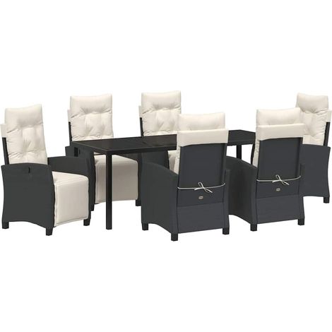Maison Exclusive - Set da Pranzo per Giardino con cuscino 7 pcs Nero polyrattan