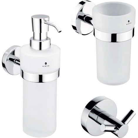 Nimco Unix - Juego de accesorios de baño, vidrio esmerilado/cromo UN set-31W-26 (1/4)
