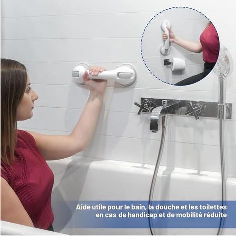 Poignée Ventouse, Barre d'appui Douche Ventouse, Barres d'appui pour Salle de Bain, Barre de Maintien Douche Ventouse de Poignée Douche pour Personnes Âgées, Handicapés, Enfants