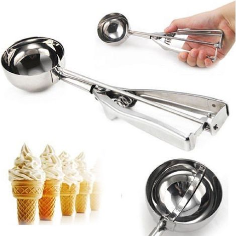 Trade Shop - Cucchiaio Porzionatore Gelato Dosatore Palline Molla Ice Cream Sfera 4cm Acciaio -