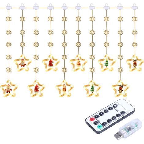 Lumières De Décoration De Noël, 50 LED 3M Guirlande Lumineuse USB Étanche Guirlandes Lumineuses Lumières féériques 8 Modes d'Eclairage Lumière pour Noël Fenêtre Soirée Terrasse Fenêtre Patio Jardin(Mo (1/5)