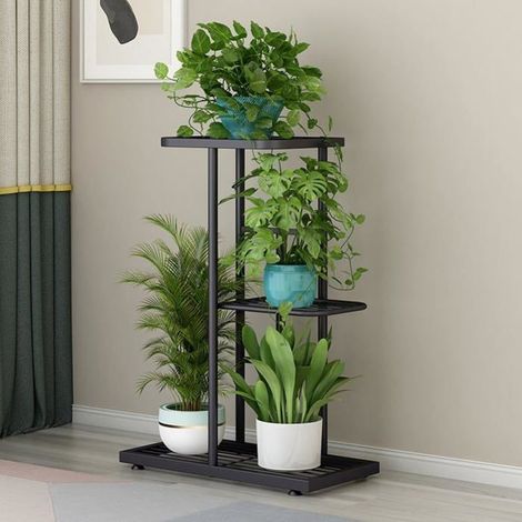 Support De Plantes En Métal À 3 Étages Pour Intérieur Et Extérieur,Étagère D'Angle Pour Plantes Avec 4 Pots,Étagère À Fleurs[CA81] (1/5)