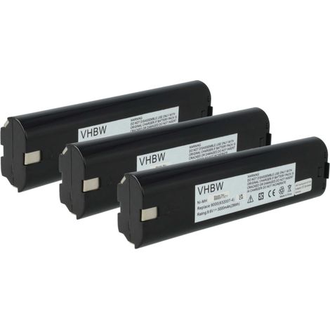 vhbw 3x Akku Ersatz für Makita 9600, 9034, 9033 für Werkzeug (3000 mAh, NiMH, 9,6 V)