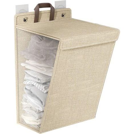 BARKBUSTERS Panier à linge mural pliable, grande taille, multifonctionnel, idéal pour les chaussures, les chaussettes et les serviettes (beige) (1/4)