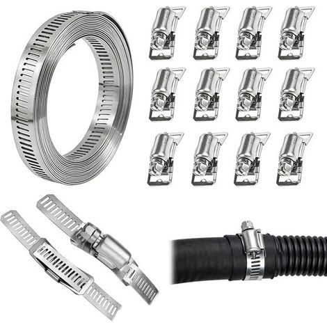 Abrazaderas para mangueras de acero inoxidable 304，Abrazaderas para mangueras de acero inoxidable 304，12,6 mm，acero，3,5 m (1/5)