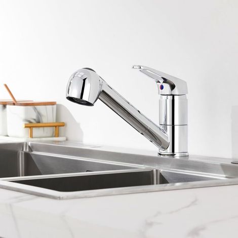 Homelody® Küchenarmatur mit Ausziehbarer Brause Küchenarmatur 2 Strahlarten zur Auswahl Gebürstet Küchenarmatur Spültischarmatur (1/4)