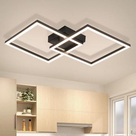 GBLY Plafón LED 24W Negro 4000K Blanco Neutro Rotativo Moderno Cuadrado Para Dormitorio Sala Cocina Pasillo Oficina (1/5)