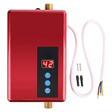 Mini chauffe-eau électrique instantané système de production d'eau chaude sans réservoir pour douche sans chauffe-eau pour cuisine et salle de bain, 220V 5.5KW(rouge) (1/5)
