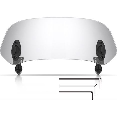 Deflector de viento para motocicleta, extensión de parabrisas ajustable con clip, universal para motocicletas, scooters y motos todoterreno, transparente, 36,5 × 15,5 cm (1/5)