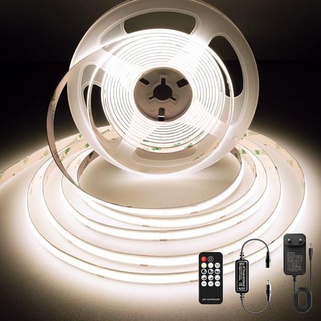3m COB LED Strip, 4000K Dimmable LED Strip with Remote Control and Power Supply, DC24V, CRI92, 8mm Width, Natural White LED Strip for Bedroom Decoration (1/5)