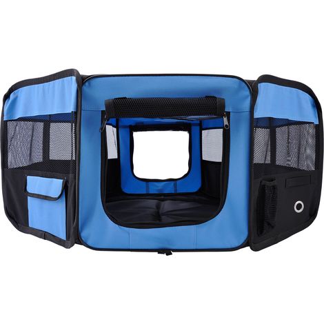 Portable Cat and Dog Play Fence Pet Puppy Rabbit Guinea Pig Fence Track Diameter 90 x Height 41cm Indoor/Outdoor Blue (1/5)