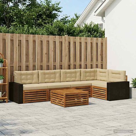 vidaXL Outdoor-Sofagarnitur 6 pcs Natur und Beige 79 x 79 x 37 cm (1/5)
