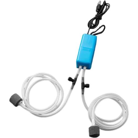 Pompe à oxygène USB portable et silencieuse à double sortie pour aquarium, mini pompe à air pour la pêche à domicile (1/4)