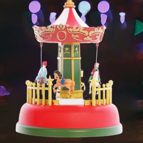 Mini boîte à musique de Noël, carrousel musical lumineux, grande roue animée, cadeau de Noël romantique, décoration de bureau (1/5)