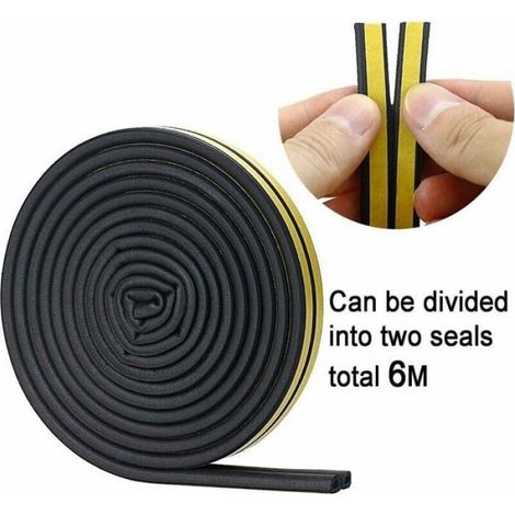 Joint D - 6 Mètres - Épaisseur 7 mm - Pour Portes Et Fenêtres - Adapté 4 À 6 mm - EPDM Noir (1/4)