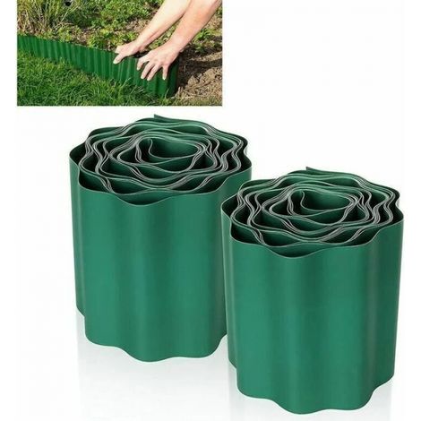 Pcs Flexible Lawn Edging 9m × 15cm, Lawn Fence Garden Border Plastic Garden Edging Outdoor PVC Garden Borders - Green Flexible Garden Edging (1/5)