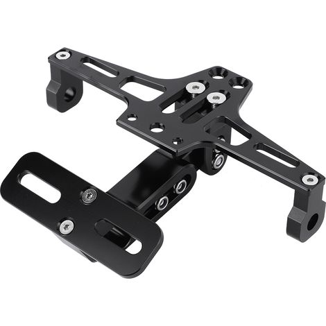 Support de cadre de plaque d'immatriculation de moto réglable en aluminium, avec lumière noire
