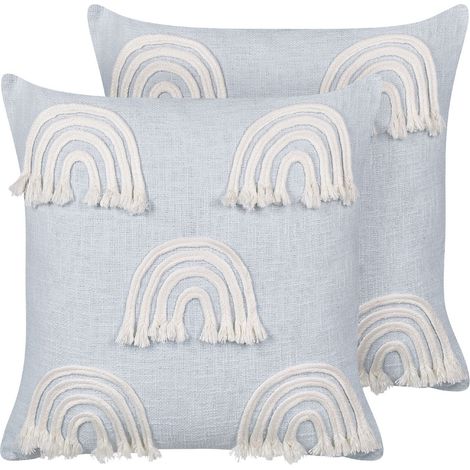 Dekokissen 2er Set LEEA Baumwolle 45 x 45 cm Hellblau