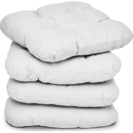 Set de 4 coussins d'assise Lisa blanc, 40x40x8cm