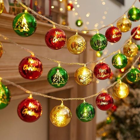 Boules lumineuses LED de Noël - 6 m, 40 lumières avec boîtier à piles, sans piles - Convient pour les décorations de Noël extérieures et intérieures (1/4)