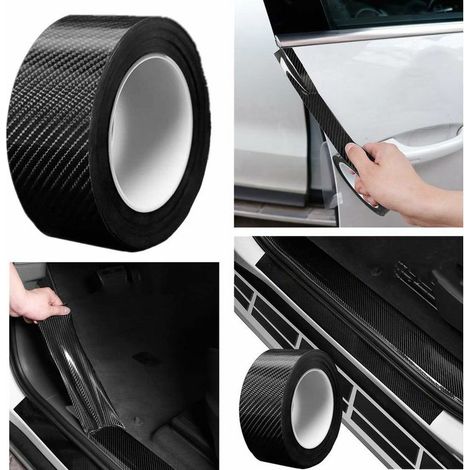 Film de Protection Universel pour Seuil de Porte de Voiture 5M Autocollant Fibre de Carbone Protecteur de pare-chocs Protection Seuil Porte de Voiture Protecteurs de Jante (5cm x 5m)
