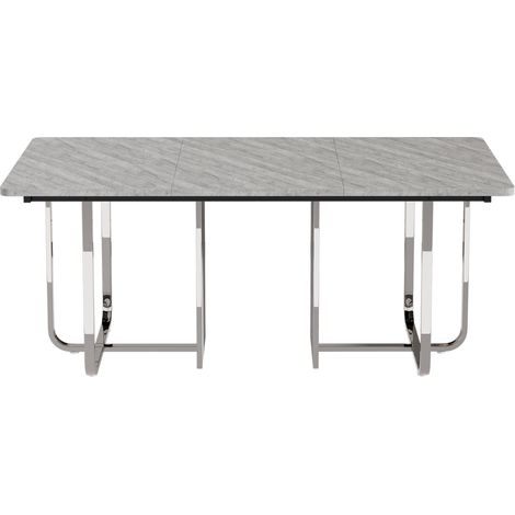 Mesa de comedor rectangular 180 x 80 x 75 cm de MDF y metal, gris (1/5)