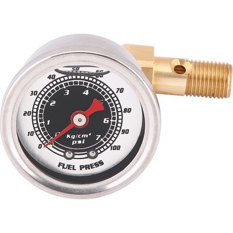 Kraftstoffdruckregler-Adapterset mit flüssigkeitsgefülltem Manometer 0-100 PSI, Schwarz