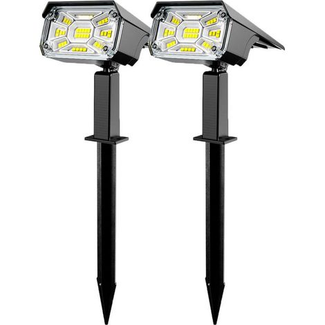 Lot de 2 Lampe Solaire Exterieur, 3 Modes Spot Solaire Exterieur Jardin, Fonction 2 en 1 et IP65 Étanche,Super Brillante lumiere solaire Pour Arbre, Cour, Allée, Chemin, Blanc Froid (1/4)